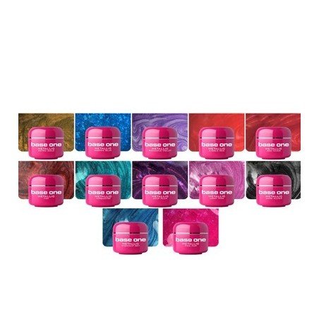 Base One - UV Gel - Metallic - Set med 12 färger - 5 gram