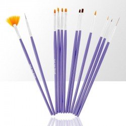Set med 12 olika penslar - Lila - Set -glamandbeauty.se