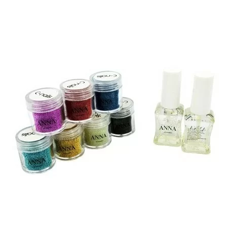 7 st burkar med kvaiar-kulor och 2 st nail polish