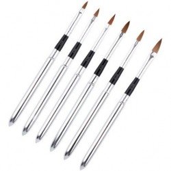Penslar 6-pack med naturborst - Cat tounge - Metall / Svart - Set -glamandbeauty.se