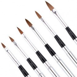 Penslar 6-pack med naturborst - Cat tounge - Metall / Svart - Set -glamandbeauty.se