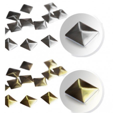 Nageldekorationer / dekoration - Pyramid - Silver + Guld - 15