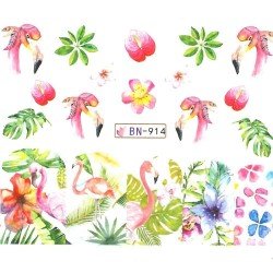 Vattendekaler - Flamingo - BN-914 - För naglar - Vattendekaler / Stickers -glamandbeauty.se