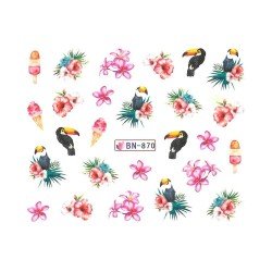 Vattendekaler - Blommor - BN-870 - För naglar - Vattendekaler / Stickers -glamandbeauty.se