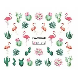 Vattendekaler - Flamingo + Kaktus - BN-919 - För naglar - Vattendekaler / Stickers -glamandbeauty.se