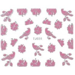 Vattendekaler - Rosa tema - TJ038 - För naglar - Vattendekaler / Stickers -glamandbeauty.se