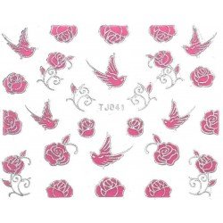 Vattendekaler - Rosa tema - TJ041 - För naglar - Vattendekaler / Stickers -glamandbeauty.se