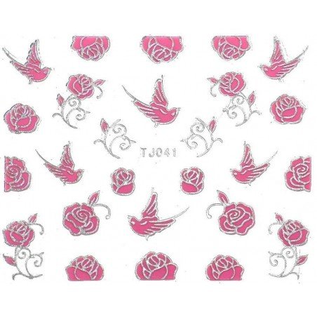 Vattendekaler - Rosa tema - TJ041 - För naglar