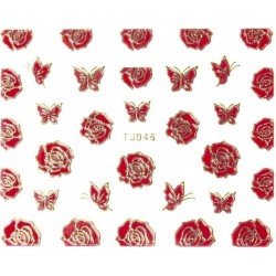 Vattendekaler - Rött tema - TJ046 - För naglar - Vattendekaler / Stickers -glamandbeauty.se