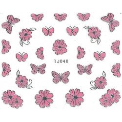 Vattendekaler - Rosa tema - TJ048 - För naglar - Vattendekaler / Stickers -glamandbeauty.se
