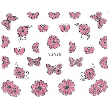 Vattendekaler - Rosa tema - TJ048 - För naglar