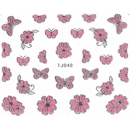 Vattendekaler - Rosa tema - TJ048 - För naglar