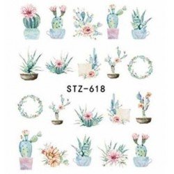 Vattendekaler - Kaktus - STZ-618 - För naglar - Vattendekaler / Stickers -glamandbeauty.se