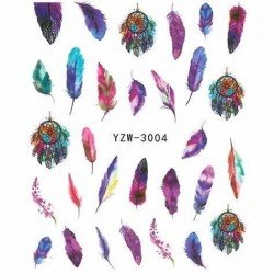 Vattendekaler - Fjädrar - YZW-3004 - För naglar - Vattendekaler / Stickers -glamandbeauty.se