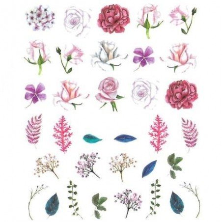 Vattendekaler - Blommor - STZ-715 - För naglar
