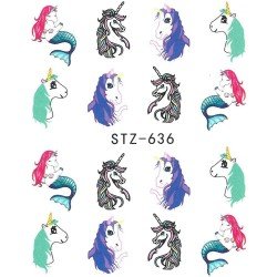 Vattendekaler - Unicorn - STZ-636 - För naglar - Vattendekaler / Stickers -glamandbeauty.se