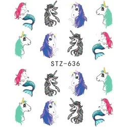 Vattendekaler - Unicorn - STZ-636 - För naglar - Vattendekaler / Stickers -glamandbeauty.se