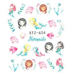 Vattendekaler - Sjöjungfru - STZ-624 - För naglar - Vattendekaler / Stickers -glamandbeauty.se