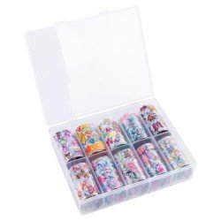 Nagelfolie / folie - Set 10 färger - 100 cm / st - Nagelfolie -glamandbeauty.se