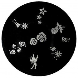 Stämpelplatta - Nageldekorationer - B91 - Rund - Stämpelplattor -glamandbeauty.se Stämpelplatta - Nageldekorationer - B91 - Rund - Stämpelplattor -glamandbeauty.se