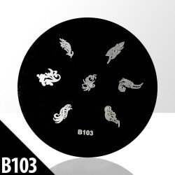Stämpelplatta - Nageldekorationer - B103 - Rund - Stämpelplattor -glamandbeauty.se Stämpelplatta - Nageldekorationer - B103 - Rund - Stämpelplattor -glamandbeauty.se