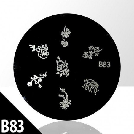 Stämpelplatta - Nageldekorationer - B83 - Rund