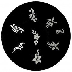 Stämpelplatta - Nageldekorationer - B90 - Rund - Stämpelplattor -glamandbeauty.se Stämpelplatta - Nageldekorationer - B90 - Rund - Stämpelplattor -glamandbeauty.se
