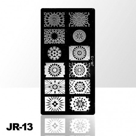 Stämpelplatta - Nageldekorationer - JR-13 - Rektangel