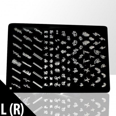 Stämpelplatta - Nageldekorationer - L(R) - Rektangel