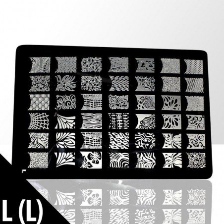 Stämpelplatta - Nageldekorationer - L(L) - Rektangel