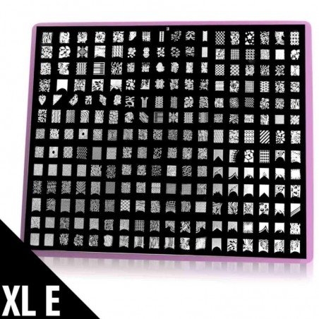 Stämpelplatta - Nageldekorationer - XL-E - Rektangel