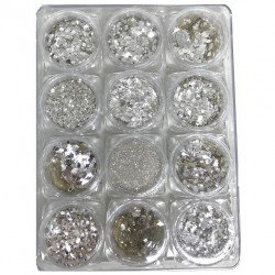 Dekorations set - Mixade former - 12 Former - 3 ml / burk - Set - Glitter / Pulver -glamandbeauty.se Dekorations set - Mixade former - 12 Former - 3 ml / burk - Set - Glitter / Pulver -glamandbeauty.se