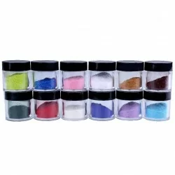 Dekorations set - Fibrer - 12 Former - 5 ml / burk - Flakes - Glitter -glamandbeauty.se