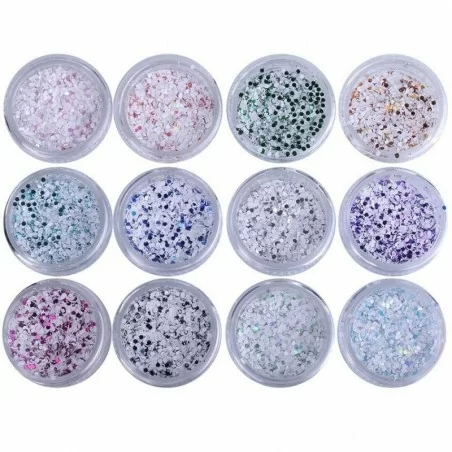 Dekorations set - Glitter - 12 Kulörer - 3 ml / burk