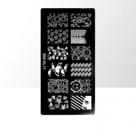 Stämpelplatta - Nageldekorationer - XL11 - Rektangel