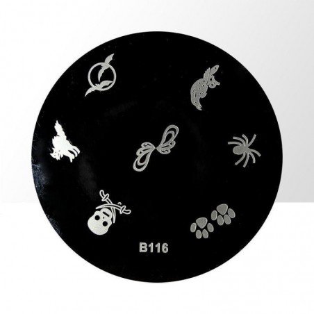 Stämpelplatta - Nageldekorationer - B116 - Rund