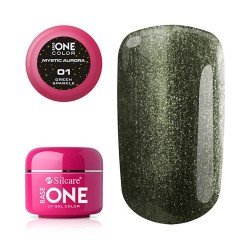 Base one - UV Gel - Mystic Aurora - Green Sparkle - 01 - 5 gram - UV-gel Mystic Aurora & Galaxy -glamandbeauty.se