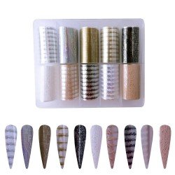 Nagelfolie / folie - Set 10 färger - 100 cm / st - Nagelfolie -glamandbeauty.se Nagelfolie / folie - Set 10 färger - 100 cm / st - Nagelfolie -glamandbeauty.se