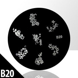 Stämpelplatta - Nageldekorationer - B20 - Rund - Stämpelplattor -glamandbeauty.se Stämpelplatta - Nageldekorationer - B20 - Rund - Stämpelplattor -glamandbeauty.se