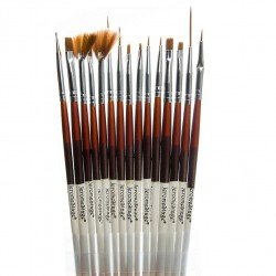 Set med 15 olika penslar - Vit / Brun - Set -glamandbeauty.se