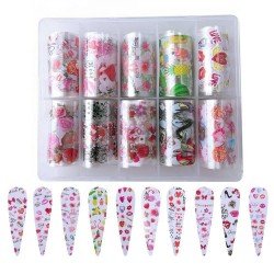 Nagelfolie / folie - Set 10 färger - 100 cm / st - Nagelfolie -glamandbeauty.se Nagelfolie / folie - Set 10 färger - 100 cm / st - Nagelfolie -glamandbeauty.se