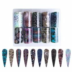 Nagelfolie / folie - Set 10 färger - 100 cm / st - Nagelfolie -glamandbeauty.se Nagelfolie / folie - Set 10 färger - 100 cm / st - Nagelfolie -glamandbeauty.se