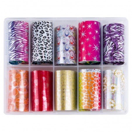 Nagelfolie / folie - Set 10 färger - 100 cm / st