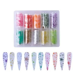 Nagelfolie / folie - Set 10 färger - 100 cm / st - Nagelfolie -glamandbeauty.se Nagelfolie / folie - Set 10 färger - 100 cm / st - Nagelfolie -glamandbeauty.se