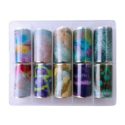 Nagelfolie / folie - Set 10 färger - 100 cm / st - Nagelfolie -glamandbeauty.se