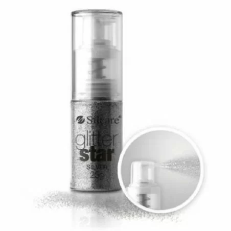 Silcare - Nagelglitter på pumpflaska - Silver - 25 gram