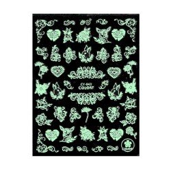 Klisterdekaler - Lyser i UV ljus - CY-043 - För naglar - Vattendekaler / Stickers -glamandbeauty.se