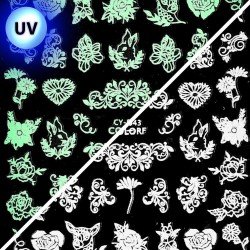 Klisterdekaler - Lyser i UV ljus - CY-043 - För naglar - Vattendekaler / Stickers -glamandbeauty.se