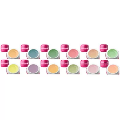 Base One - UV Gel -12-pack - Pastel Shades - 5g - Silcare - Set med gelér - Multipack -glamandbeauty.se