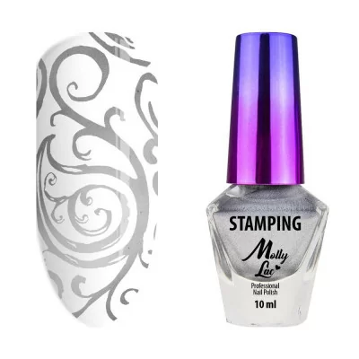 Mollylac - Stämplings lack - Grå - 03 - 10 ml - Nagellack -glamandbeauty.se